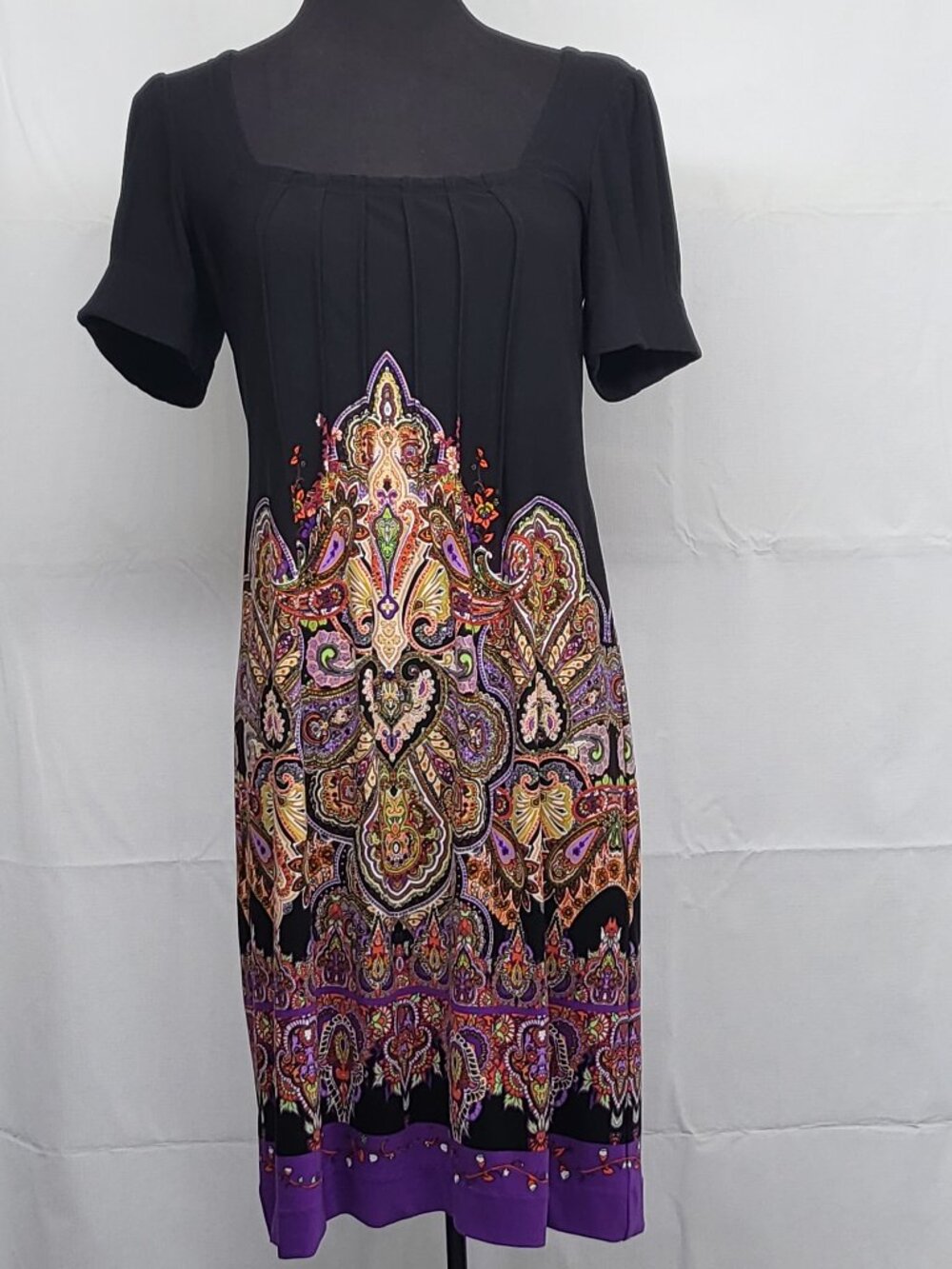 Ice Womens Dress Boho Stretch Size 6 Floral Print Short Sleeves